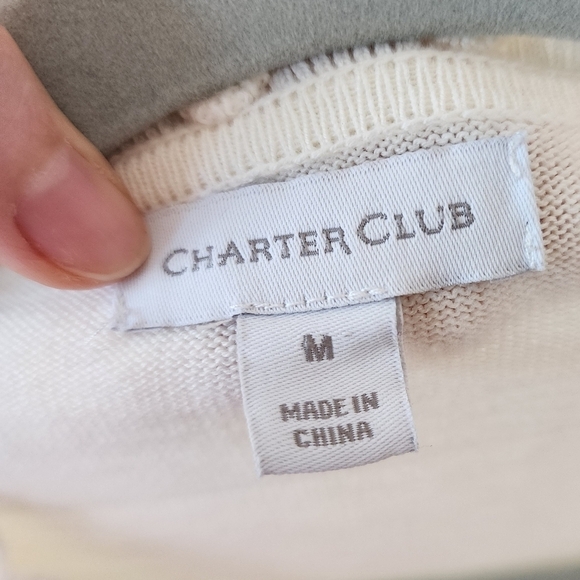 Charter Club Cream Floral Embroidered Cardigan M - Picture 4 of 5